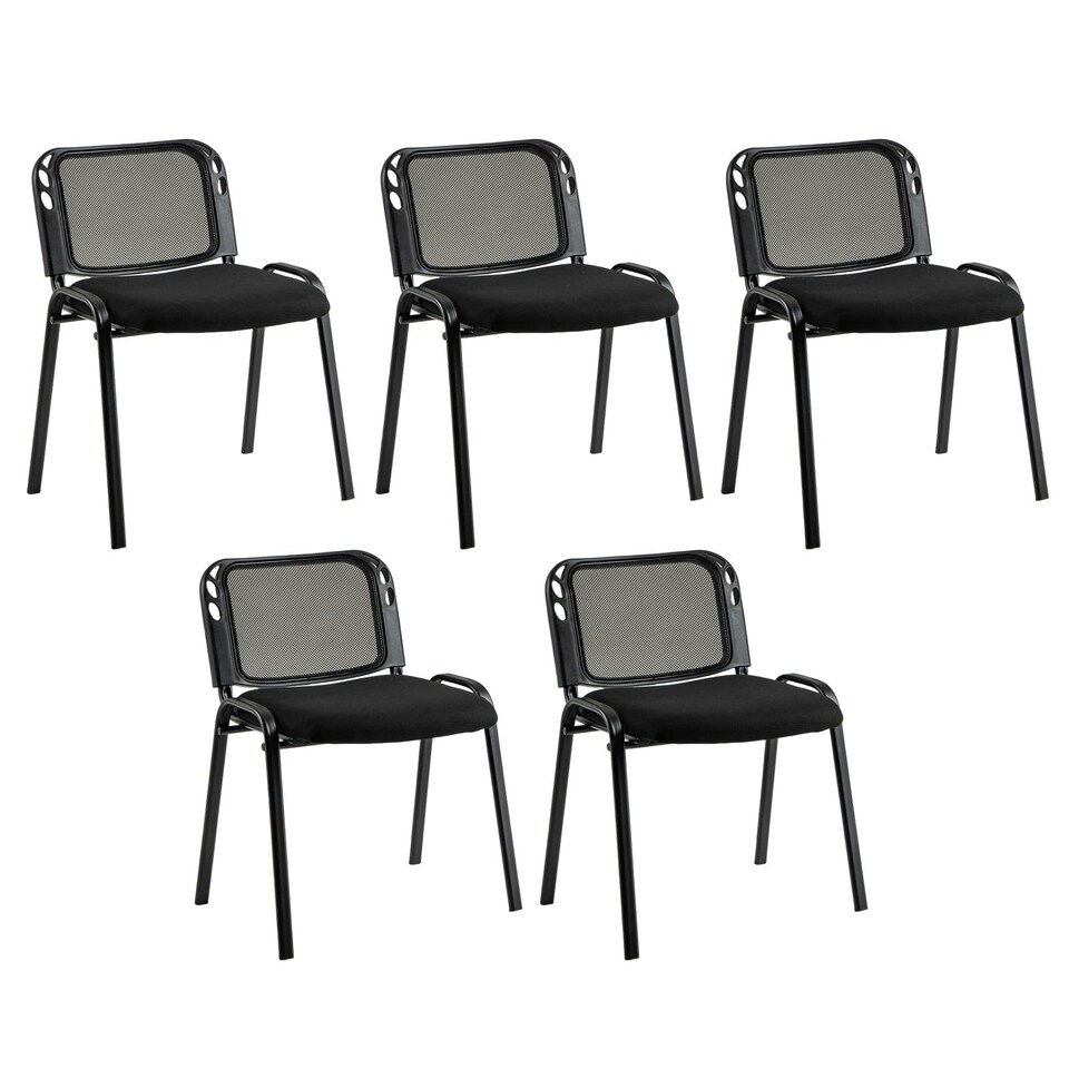 image 1 of COSTWAY 5 Piece Stackable Upholstered Armless Reception Chair Black