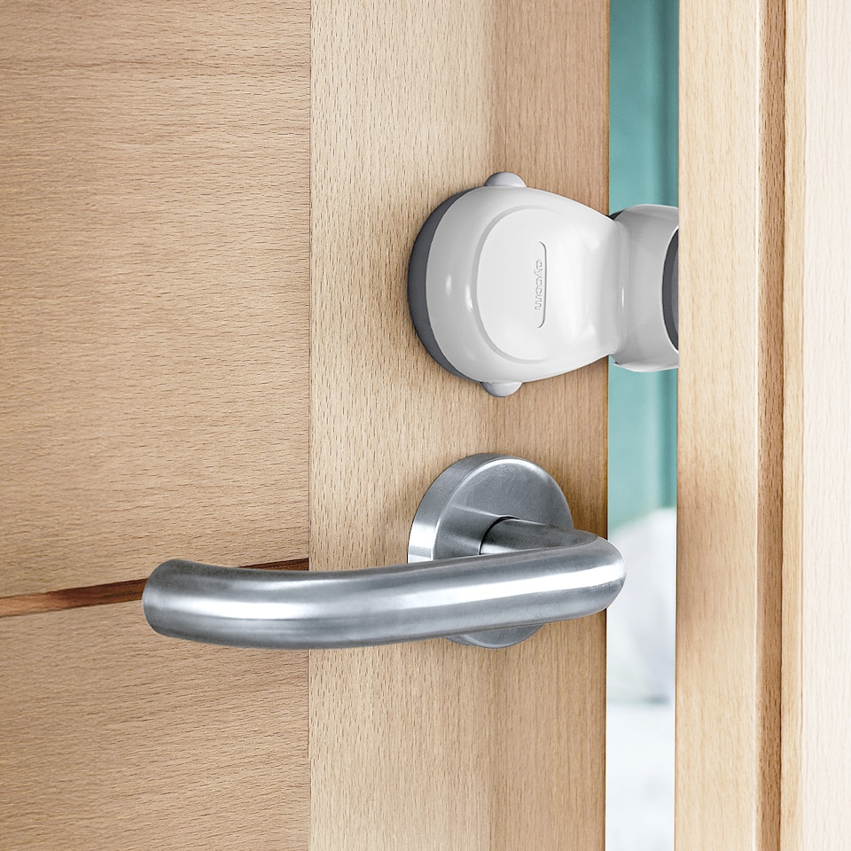 image 1 of Aycorn Safety Door Kit 2 Door Locks + 2 Door Stoppers White