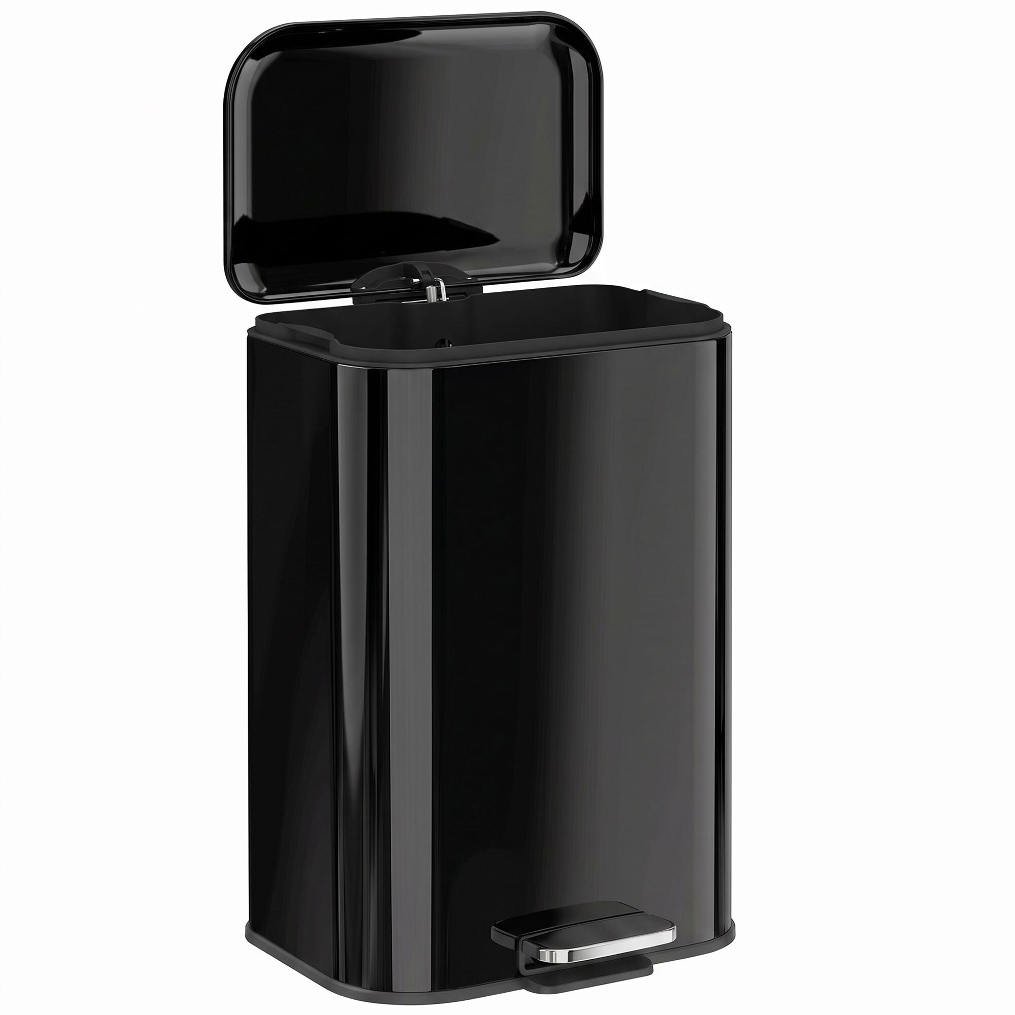 Homcom 20L Kitchen Bin, Pedal Bin With Removable Bucket, High Gloss Black