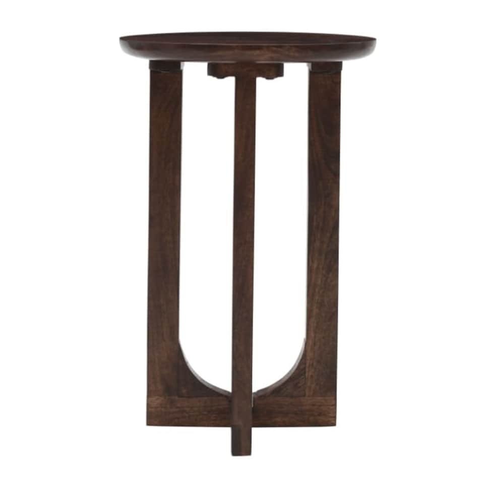 image 1 of Monco Natural Mango Wood Round Inverted Legs Side Table - Dark
