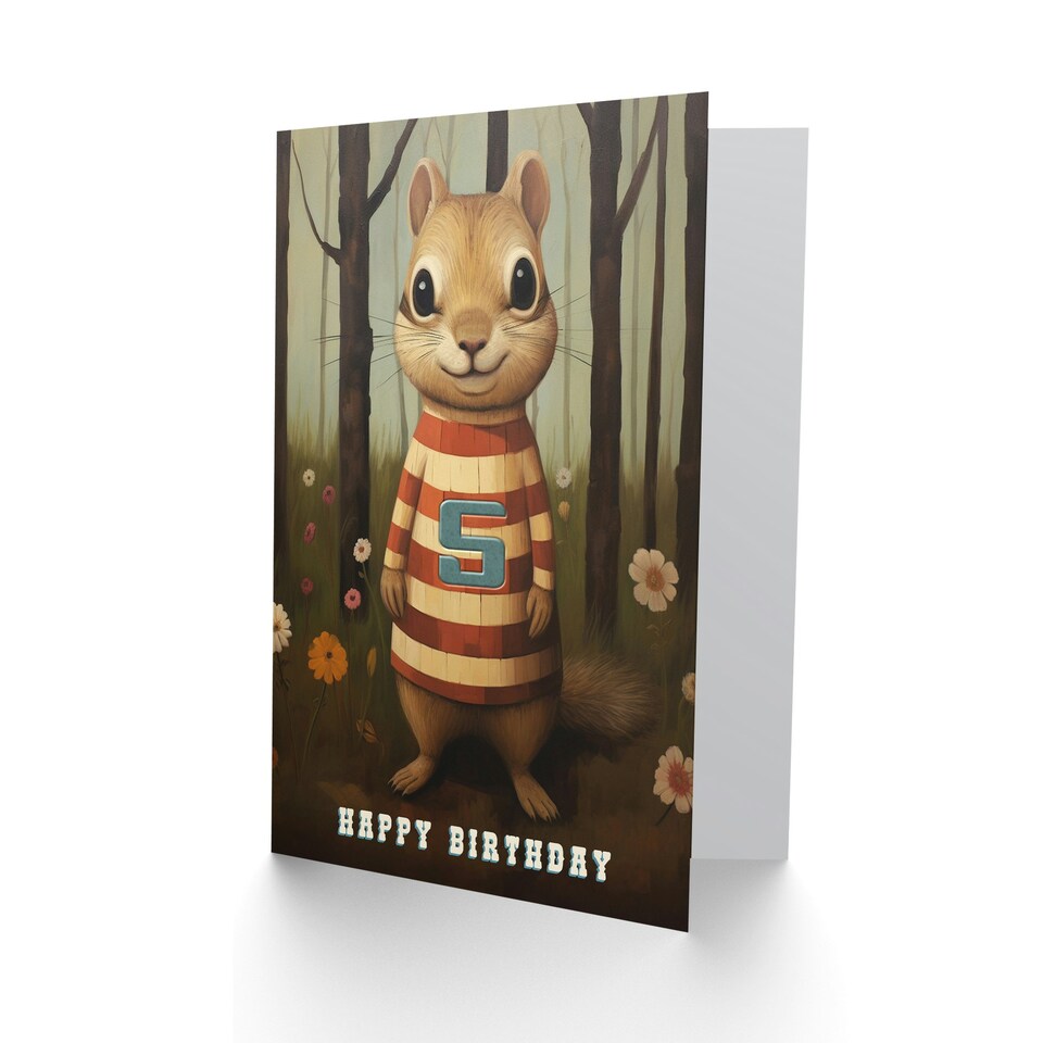 image 1 of Cute Kids Age Year Old Chipmunk 5 Year Old Child Kids 5th Birthday Card