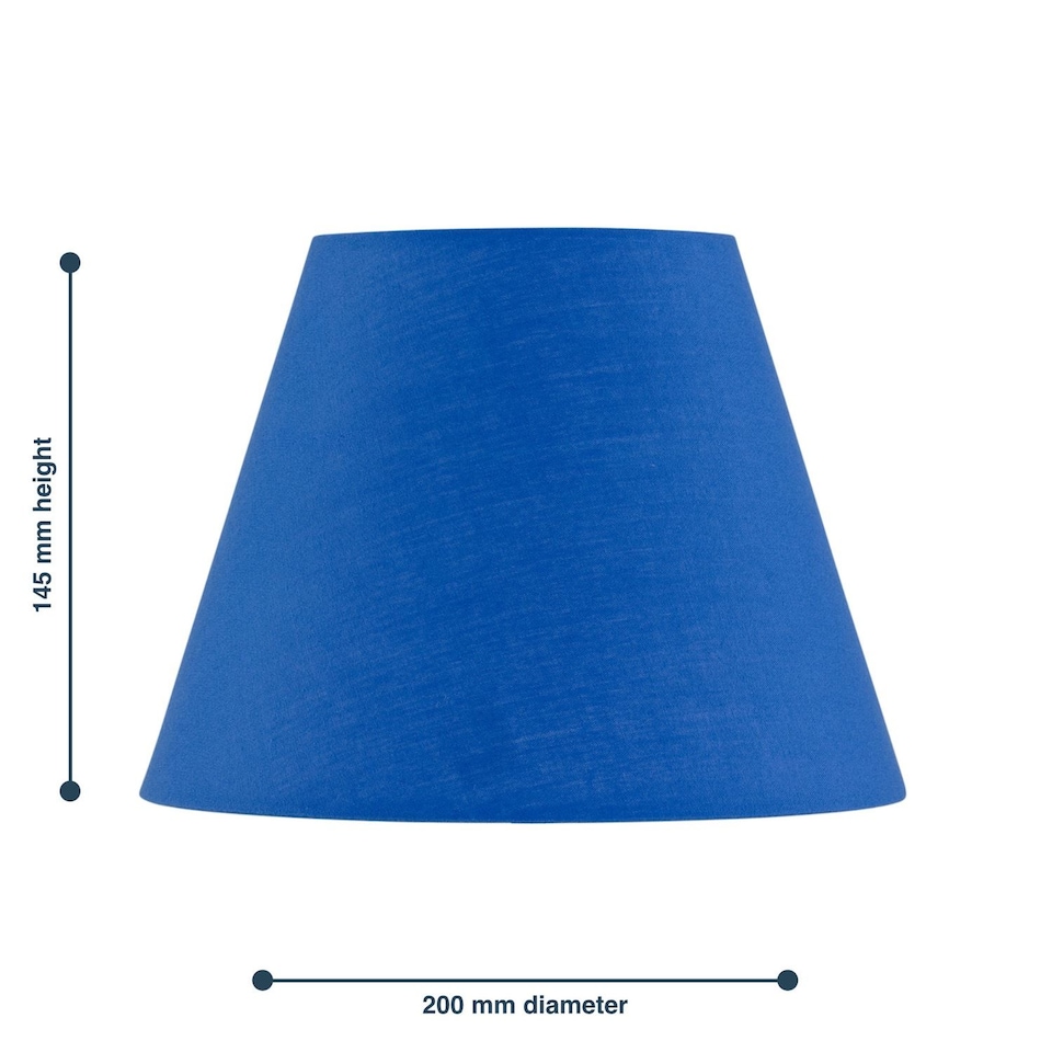 image 1 of Set of 2 Royal Blue Cotton 20cm Diameter Tapered Fabric Lamp Shades | Blue | Medium | 2