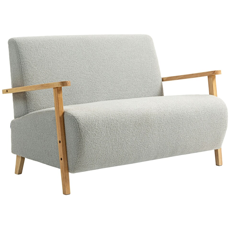 image 1 of HOMCOM 2 Seater Sofa, Fabric Modern Loveseat for Living Room, Grey Grey