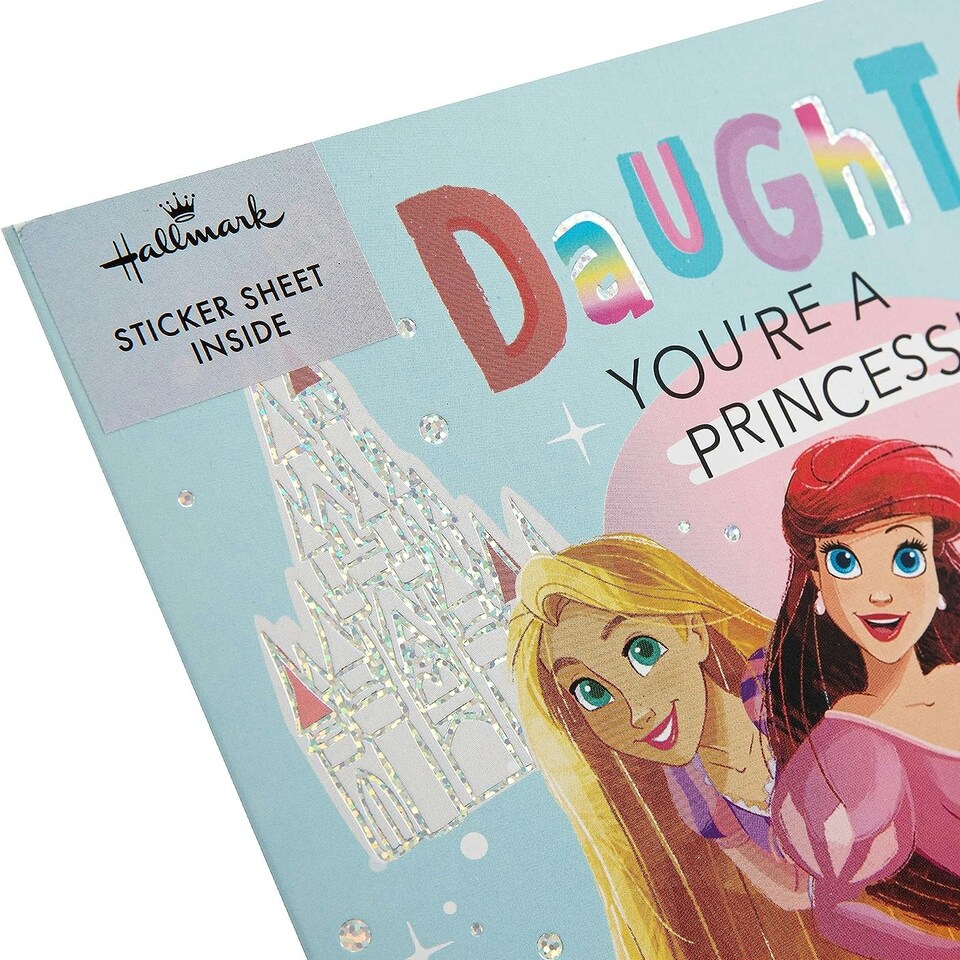 image 1 of Disney Princess Design Daughter Birthday Card with Sticker Sheet