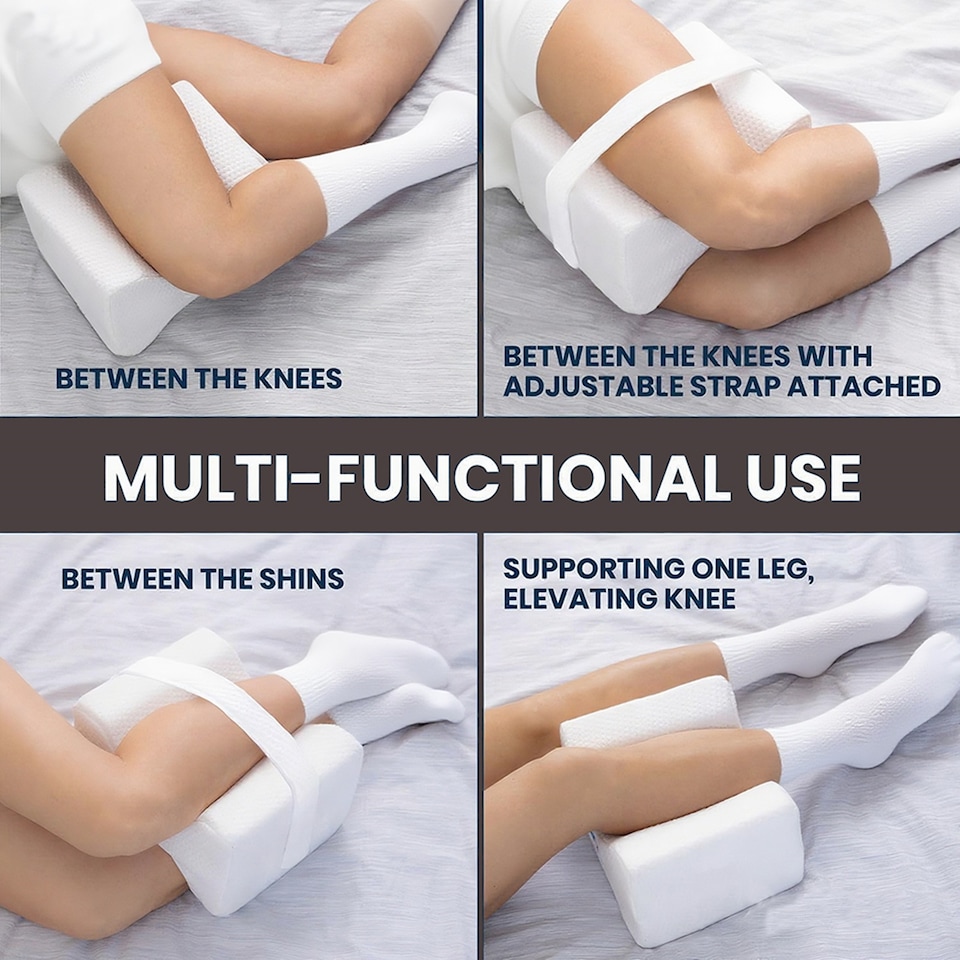image 1 of Memory Foam Leg Knee Support Pillow White Cushion