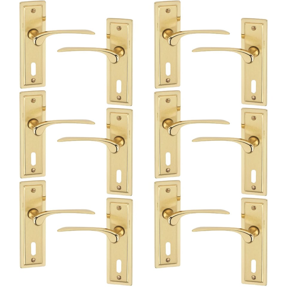 image 1 of Polished Brass URFIC Como Dual Lever Door Handles | Multi | Keyhole | 6