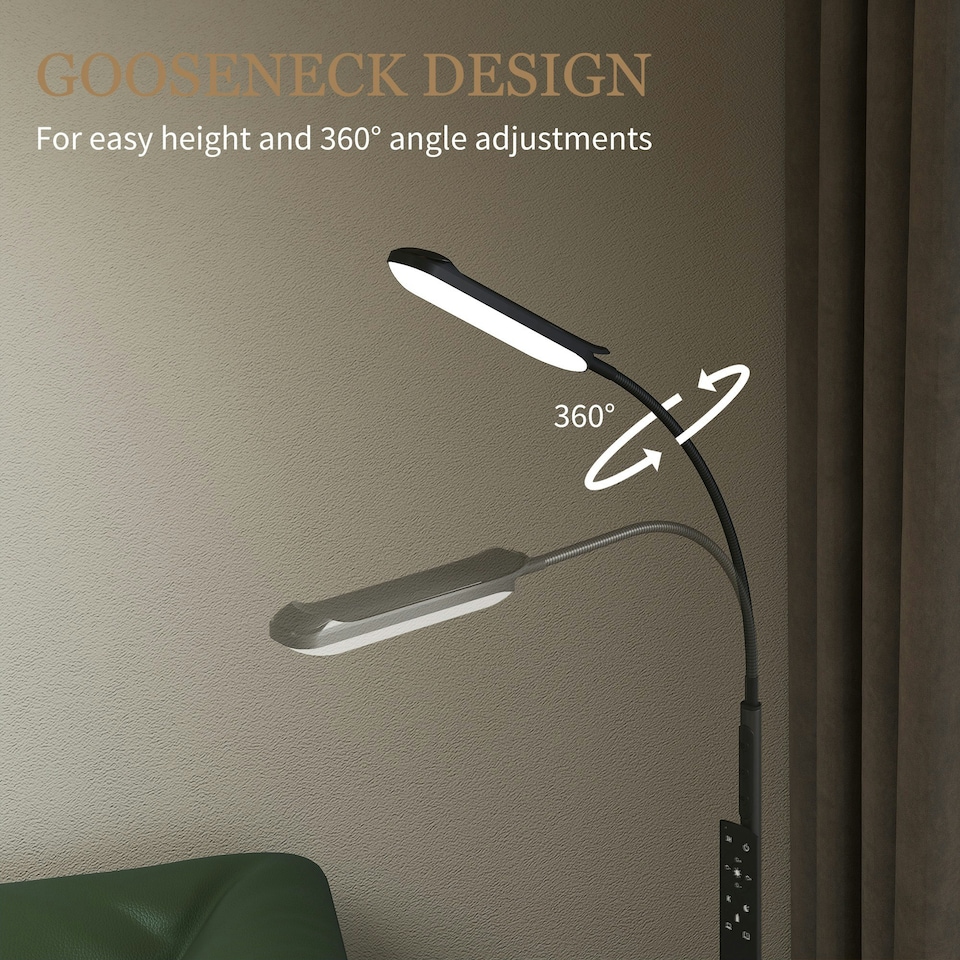 image 1 of HOMCOM LED Floor Lamp for Living Room with Magnetic Remote Control, Black Black