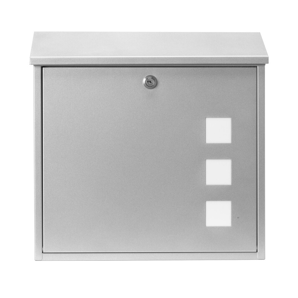 image 1 of Burg-Wachter Aire Wall Mounted Galvanised Steel Lockable Weatherproof Post Box - 37x37x11cm Silver
