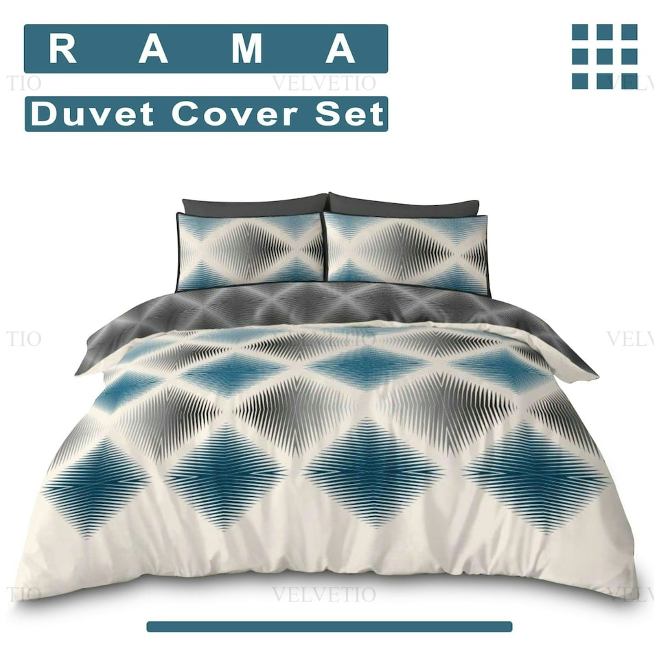 image 1 of VELVETIO Rama Complete Duvet Cover Set with Fitted Sheet Soft Printed Bedding Bedset Multi | Single