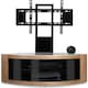 image 2 of Centurion Supports PANGEA Black/Oak Beam-Thru Curved True-Corner 32"-50" TV Cabinet with Mounting Arm Black | Oak