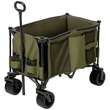 Outsunny Folding Garden Trolley, Cargo Traile on Wheels, Collapsible Camping Trolley, Outdoor Utility Wagon with Steel Frame and Oxford Fabric, Green