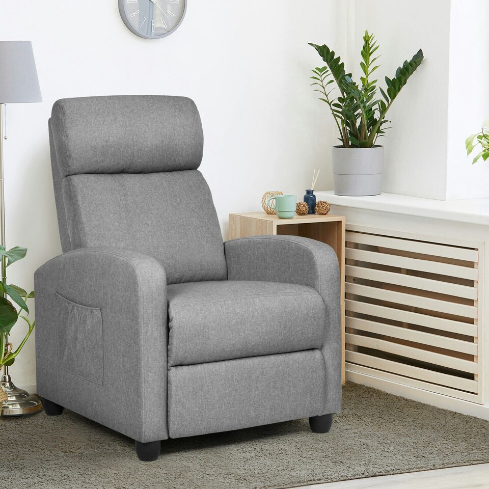image 1 of COSTWAY Recliner Chair Single Sofa with Adjustable Backrest Grey Grey