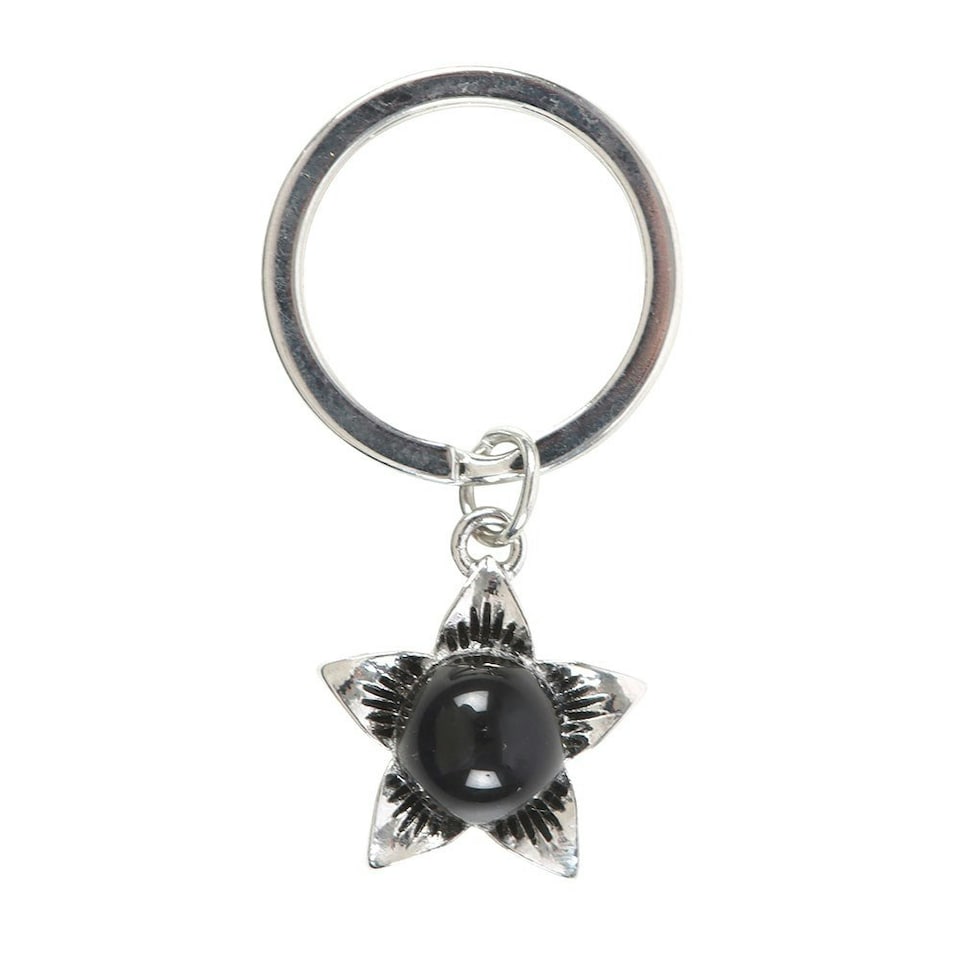 image 1 of Deadly Nightshade Keyring with Black Obsidian
