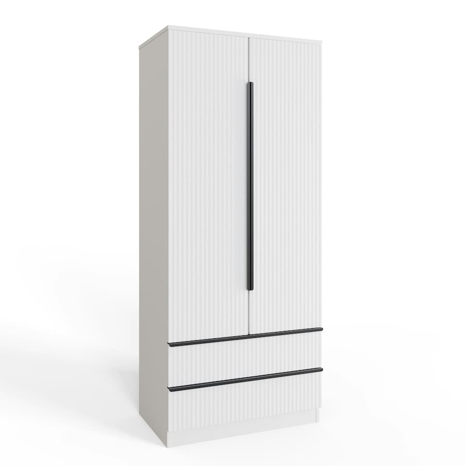 image 1 of FWStyle Lania Ripple Ridged 2 Door 2 Drawer Combination Wardrobe Matt White White