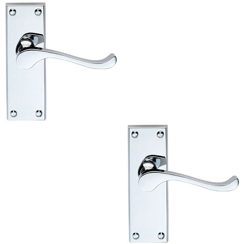 Loops 2x PAIR Victorian Scroll Handle on Latch Backplate 120 x 41mm Polished Chrome