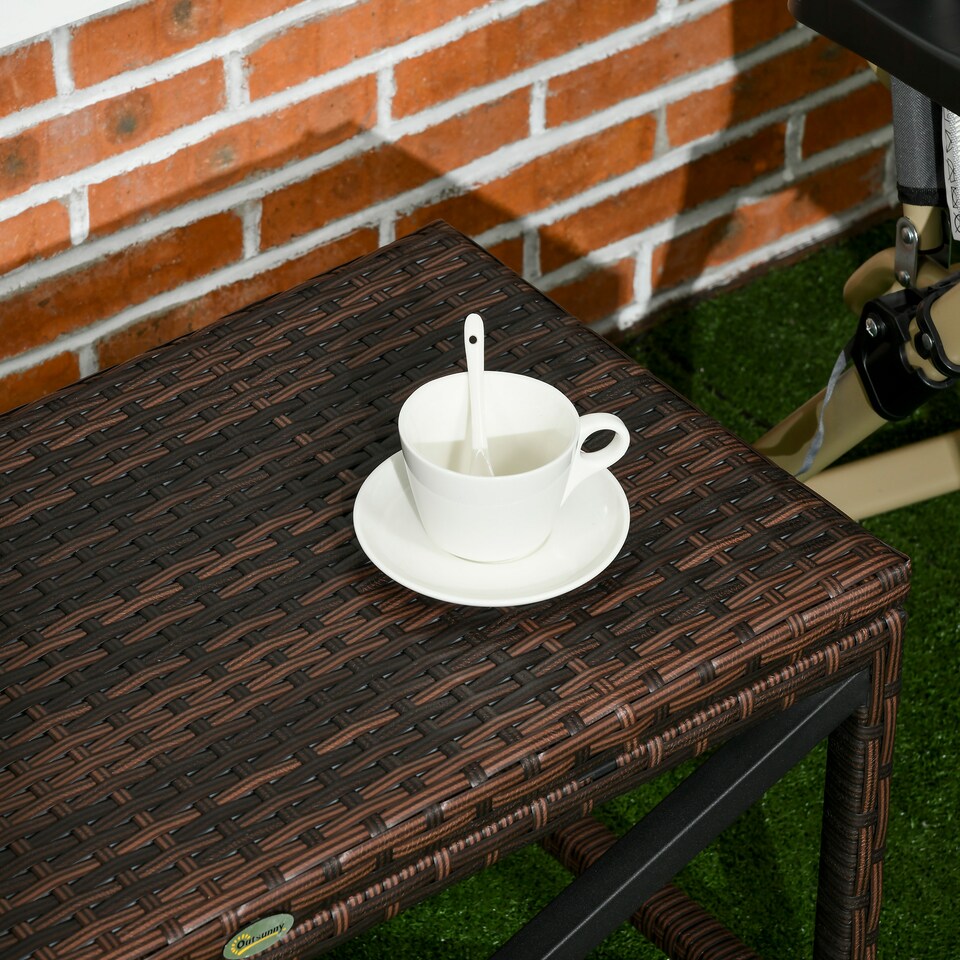 image 1 of Outsunny PE Wicker Outdoor Coffee Table, Rattan Side Table w/ Plastic Board
