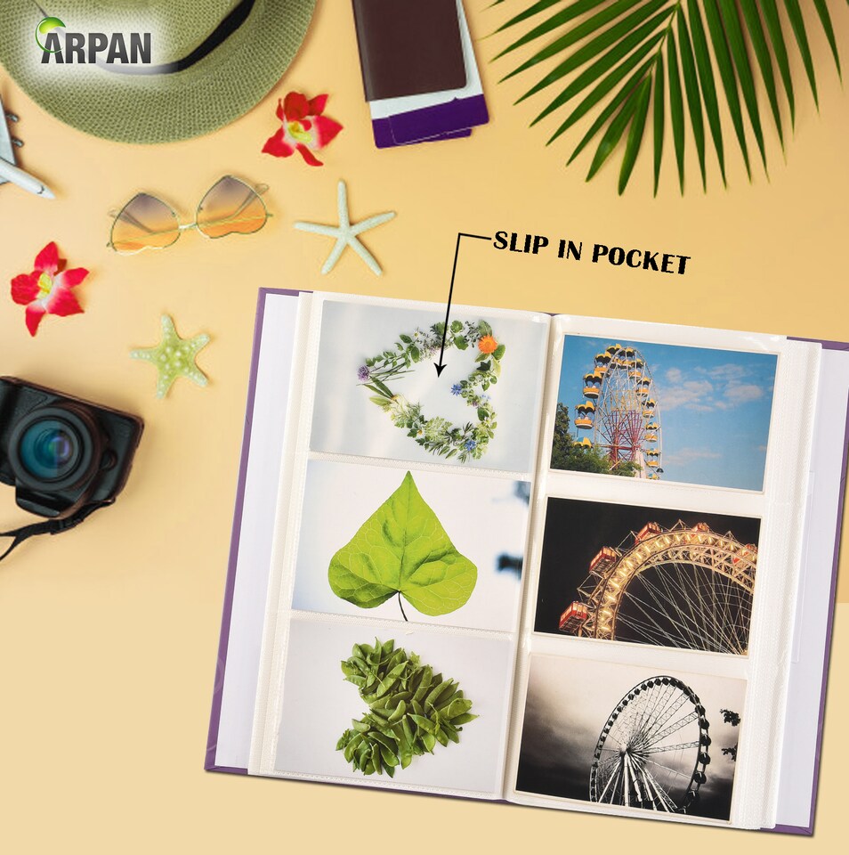 image 1 of ARPAN Designer Photo Album 6"x4" (10x15cm) for 300 Photos – Large Slip In Case Photo Album with Front Window Cover