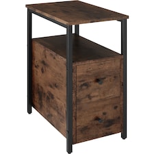 Bedside Table Tullamore - 2 shelves and 2 drawers | Brown | Industrial wood dark, rustic | 49,50 x 30 x 61,50 cm | 1