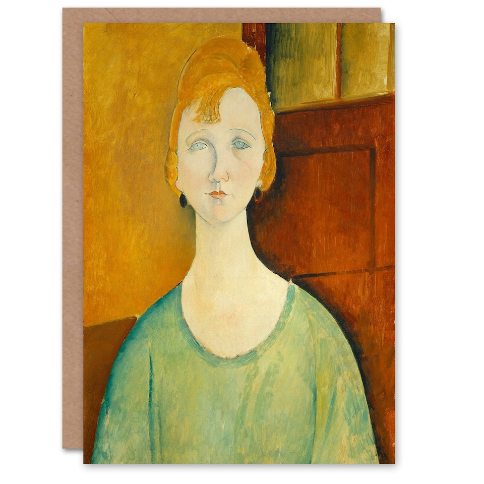 image 1 of Amedeo Modigliani Art Card Girl in Green Blouse Portrait