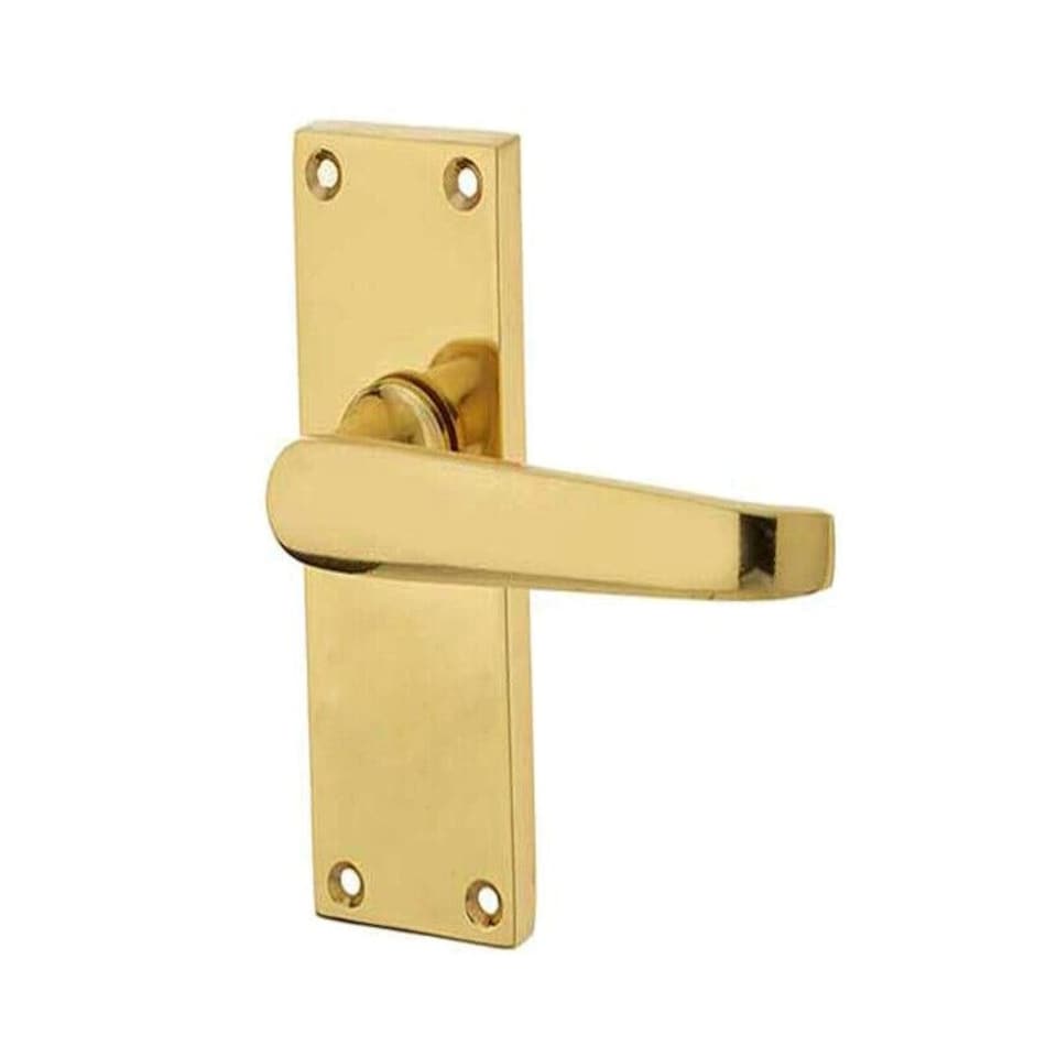 image 1 of Golden Grace 3 Pairs Victorian Straight Lever Latch Door Handles in Polished Brass Finish - 120mm x 40mm | Gold | 3 Pairs
