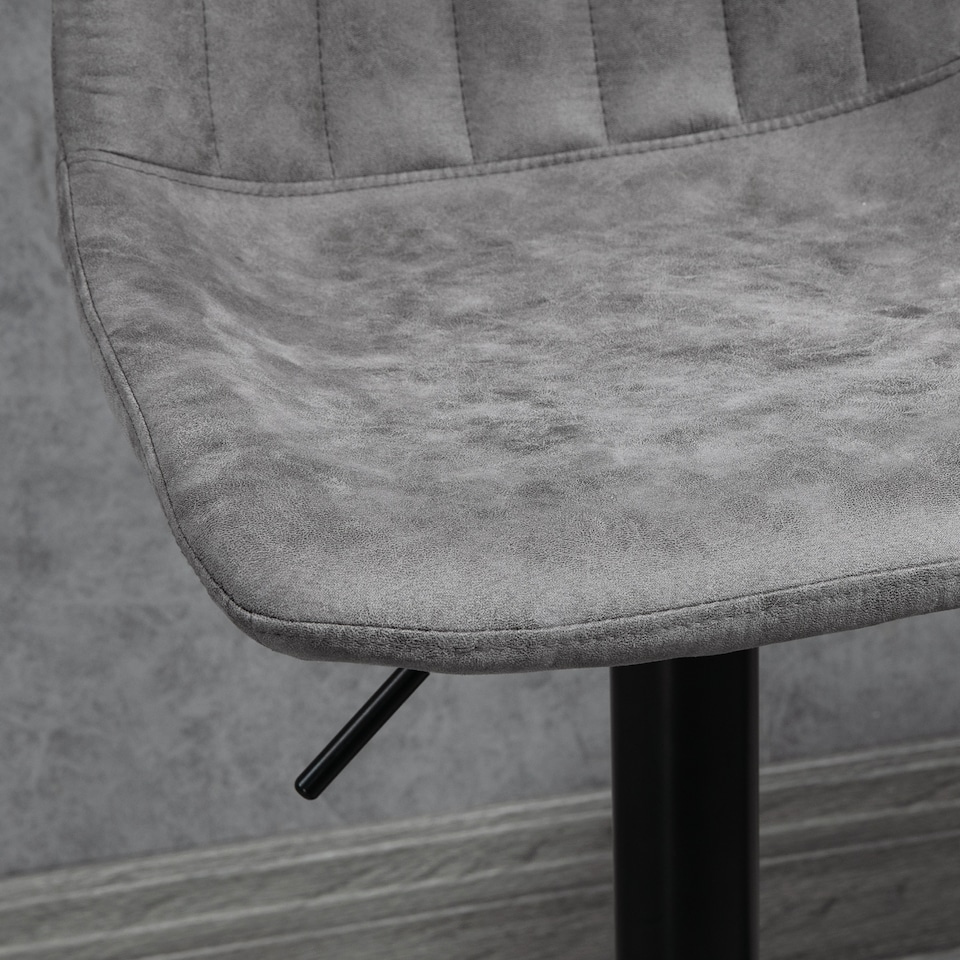 image 1 of HOMCOM Modern Bar Stools Set of 2, Height Adjustable Swivel Bar Chairs with Backrest, Gas Lift and Footrest, Leathaire Barstools for Breakfast Counter, Kitchen Island, Grey