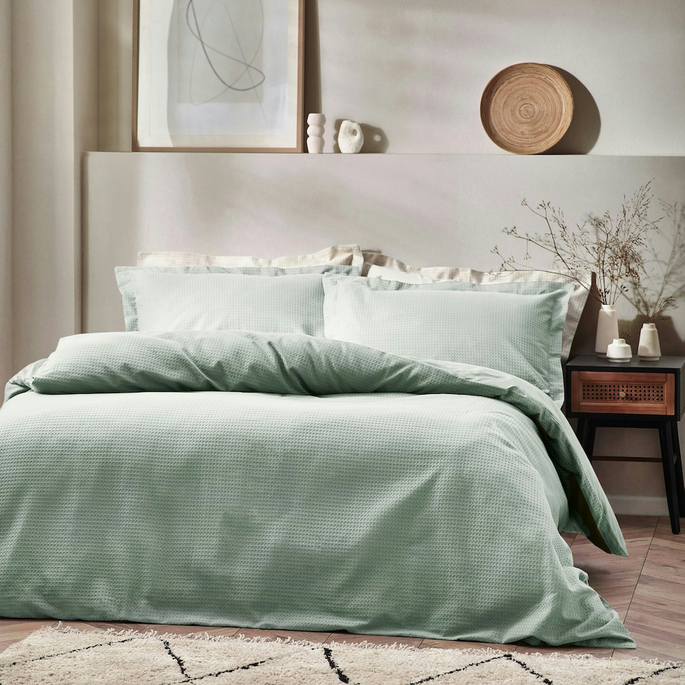 image 1 of Yard Waffle Textured King Duvet Cover Set