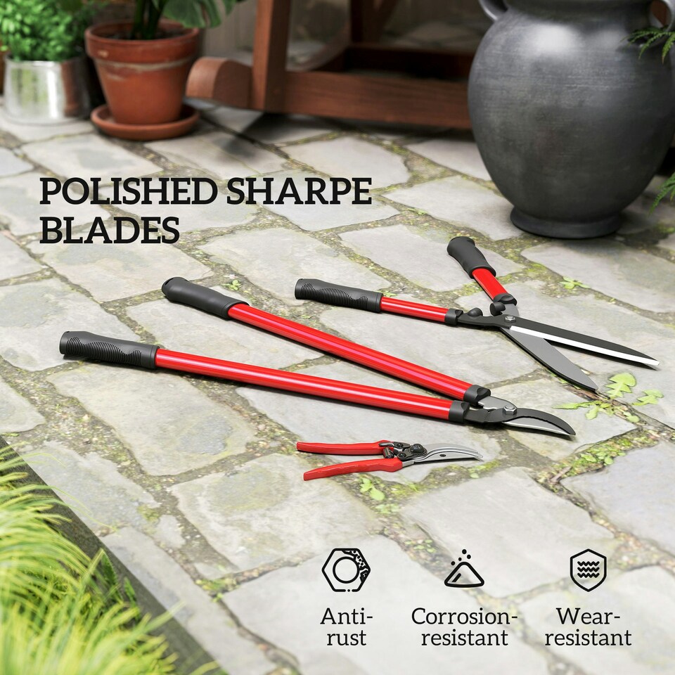 image 1 of Outsunny 3 PC Garden Shears Set w/ Hedge Shears, Lopper, Garden Secateurs