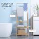 image 3 of kleankin Freestanding Natural Bamboo Towel Rack with 3 Towel Rails and 3 Storage Shelves, Space-Saving Foldable Towel Holder for Bathroom
