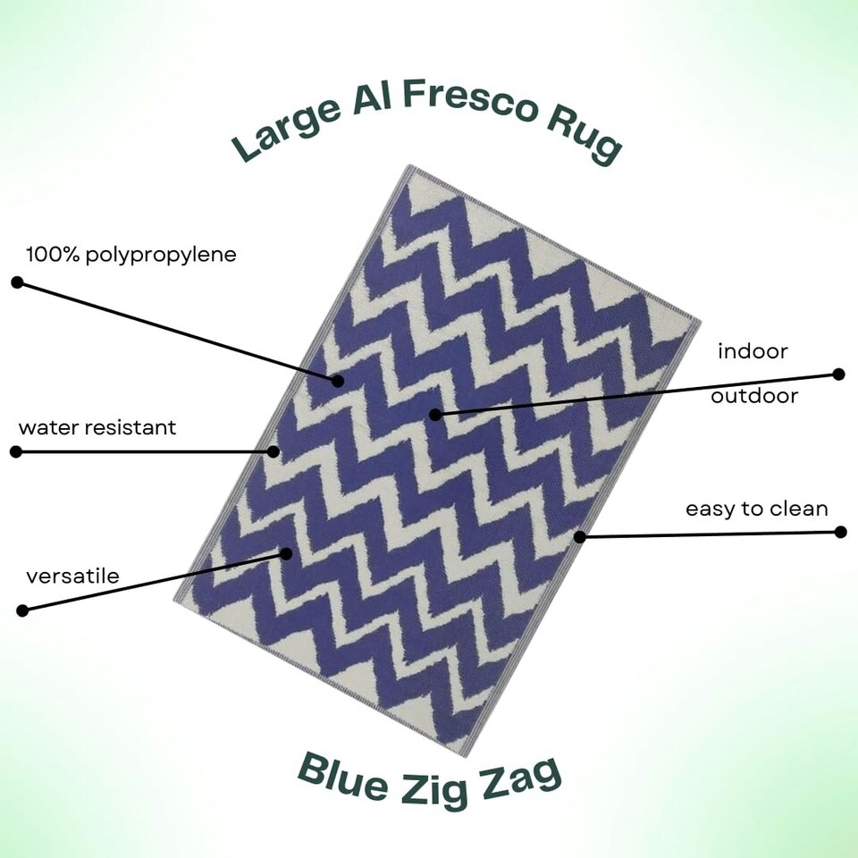 image 1 of Marco Paul Blue Zigzag Outdoor Rug Blue