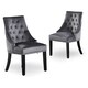 image 1 of Set of 2 Velvet Dining Chairs Ergonomic Scoop Knockerback & Button Tufted Wood Legs Grey | Dark Grey