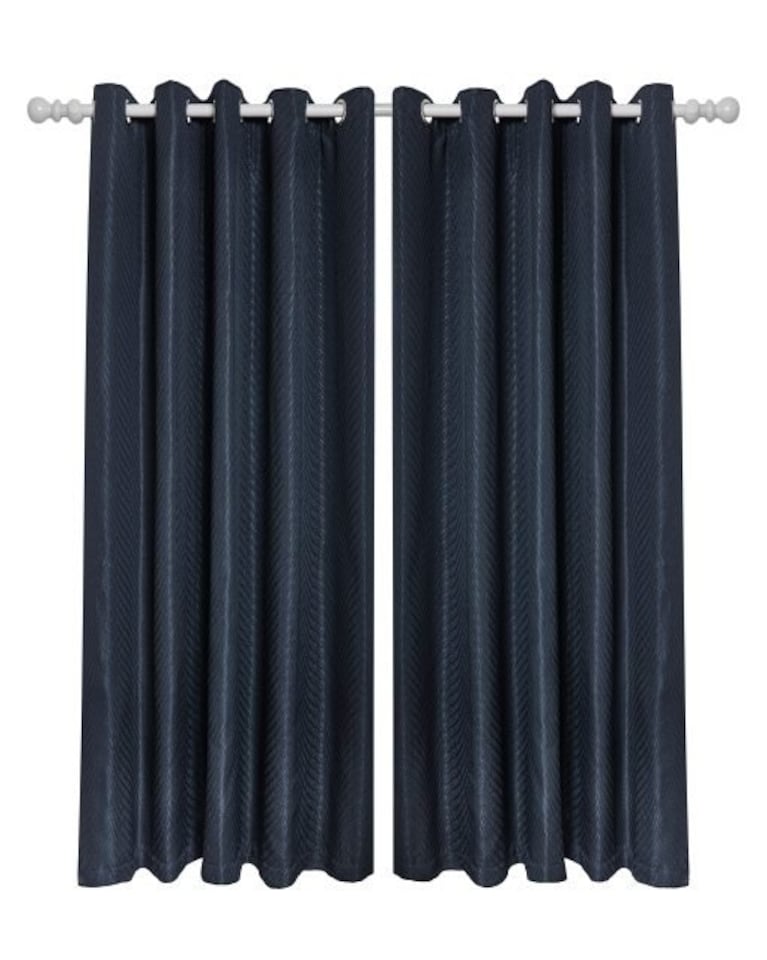 image 1 of Wave Woven Jacquard Curtains in Navy, 168cm x 228cm