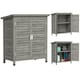 image 1 of Outsunny Garden Storage Shed Solid Fir Wood Garage Organisation w/ Doors Grey