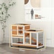 image 3 of PawHut Wooden Indoor Rabbit Hutch Elevated Bunny Cage w/ Enclosed Run Wheel