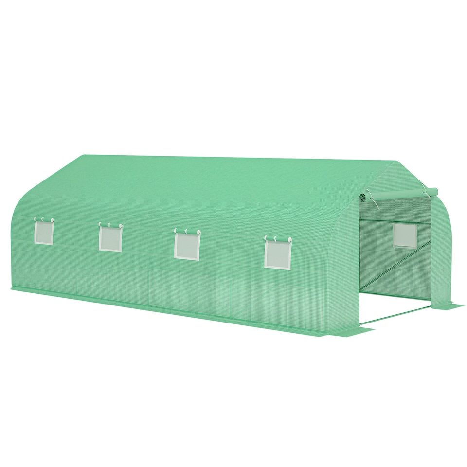 image 1 of Outsunny 6 x 3M Walk in Polytunnel Greenhouse Large Outdoor Grow House w/ Door
