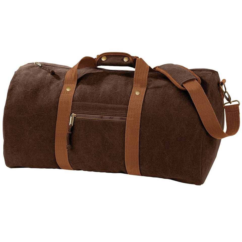 image 1 of Quadra Vintage Canvas Holdall Duffle Bag - 45 Litres - Vintage Brown - One Size