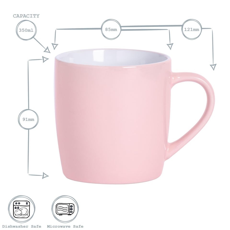 image 1 of Argon Tableware Coloured Coffee Mugs - 350ml - Pink - Pack of 6 | Pink | Pink | 6