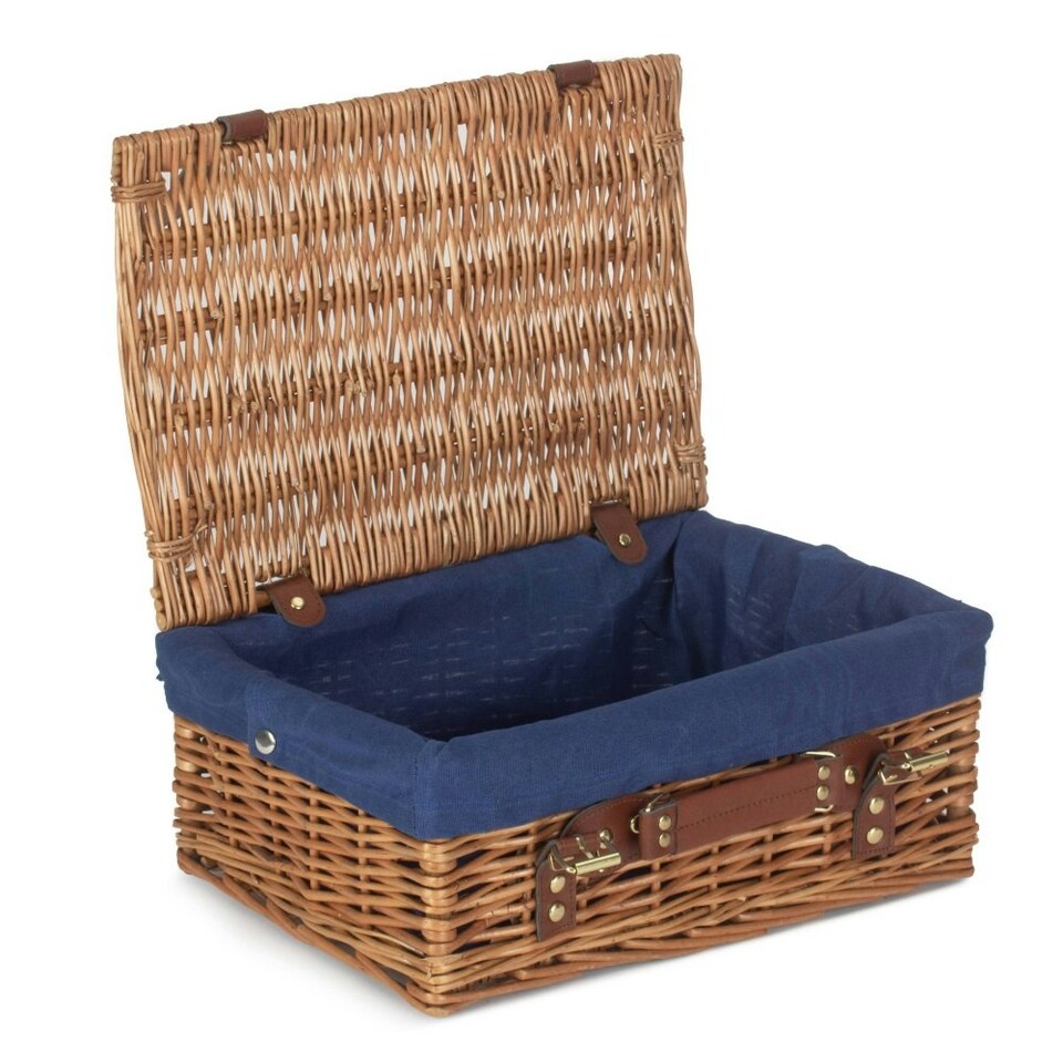 image 1 of 35cm Light Steamed Wicker Picnic Basket with Lining Grey | Grey | One Size