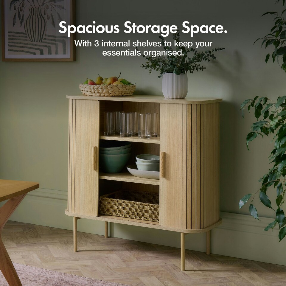 image 1 of VonHaus Landos Sideboard with Sliding Doors and Tambour Finish