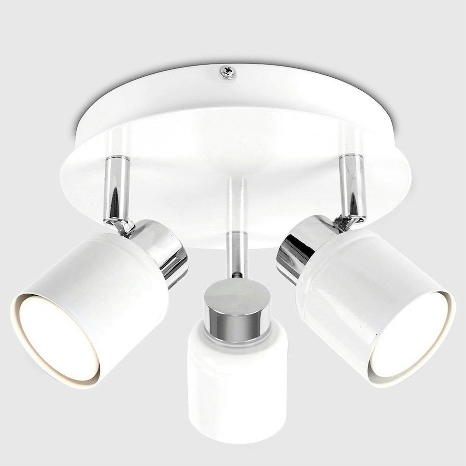 image 1 of ValueLights Benton White IP44 Round Adjustable Ceiling Light White