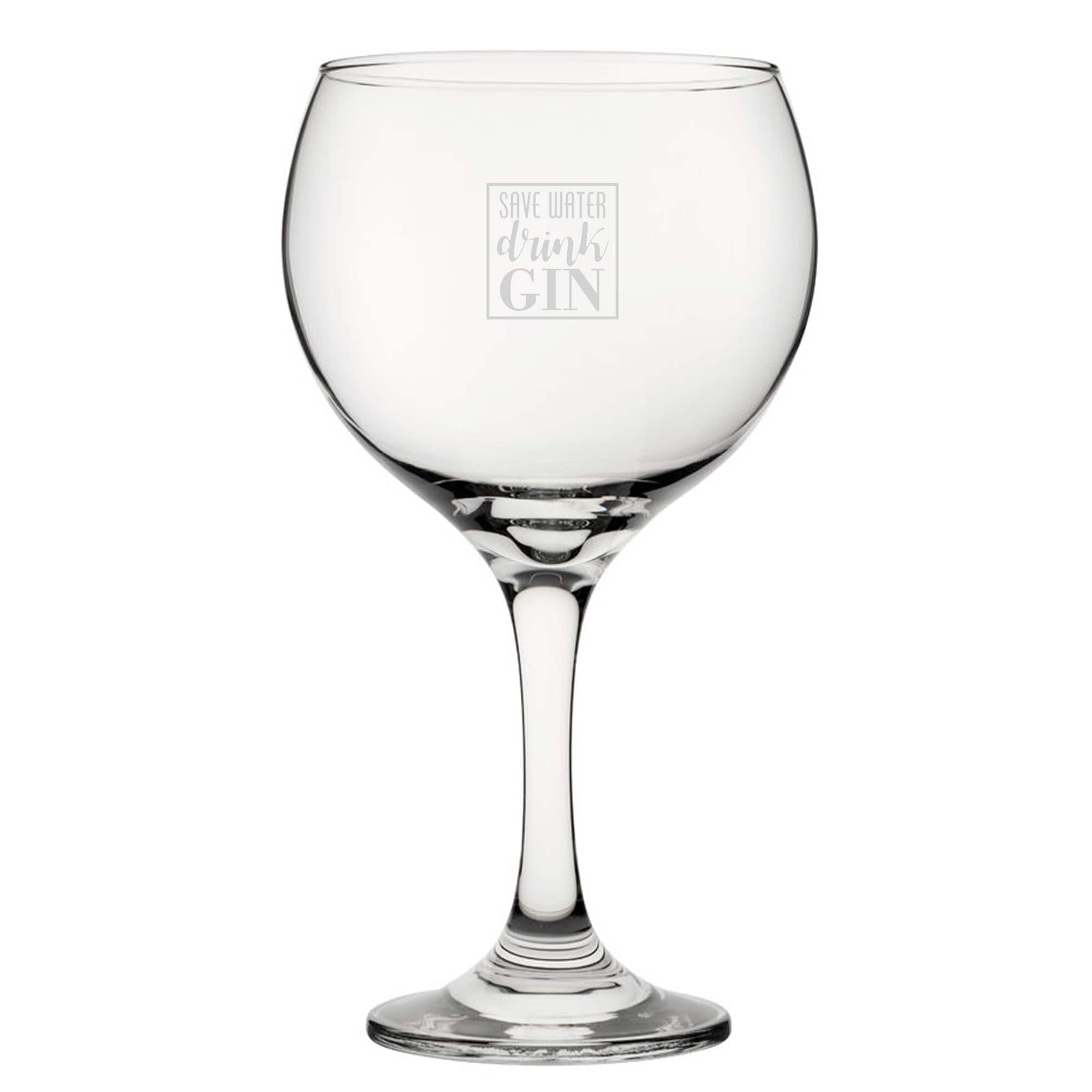 Personalised Save Water Drink Gin Engraved Gin Balloon Cocktail Glass