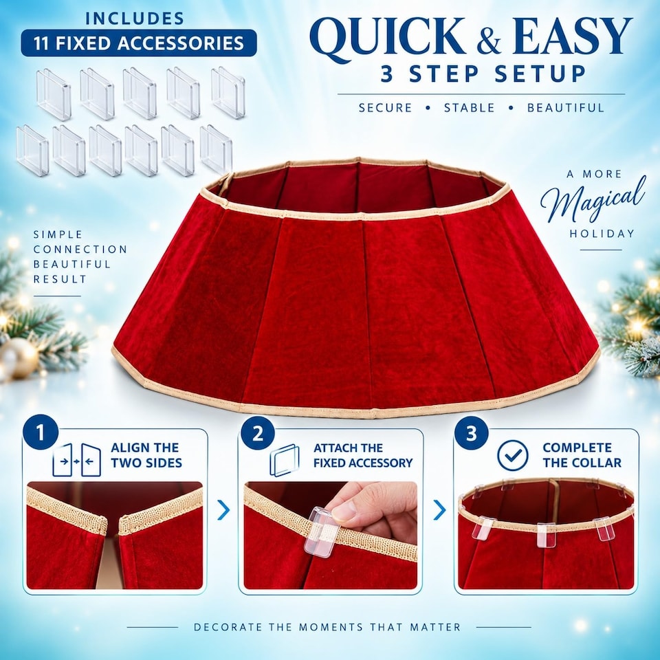 image 1 of 26.8 Inch Red Velvet Diamond Shape Christmas Tree Collar with Foldable Design