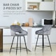 image 3 of HOMCOM Bar Stools Set of 2 Velvet-Touch Fabric Counter Bar Chairs Grey