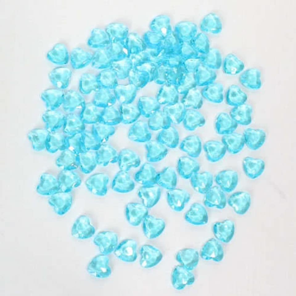 Baby Blue 12mm Heart Diamonds Premium Table Gems 28g