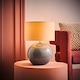 image 3 of ValueLights Bosco Eucalyptus Ceramic Table Lamp with Natural Drum Shade