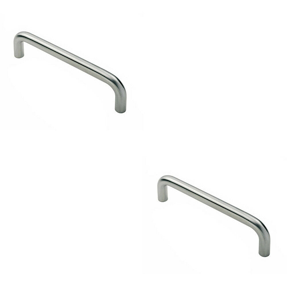 Loops 2x Round D Bar Pull Handle 619 x 19mm 600mm Fixing Centres Satin Steel in Metallics