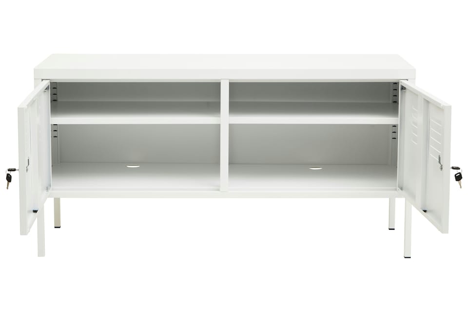 image 1 of Orsina Sleek And Sturdy Two Door White Locker, Compact Shelving Locker, Secured Storage Of Slim Locker With Handle