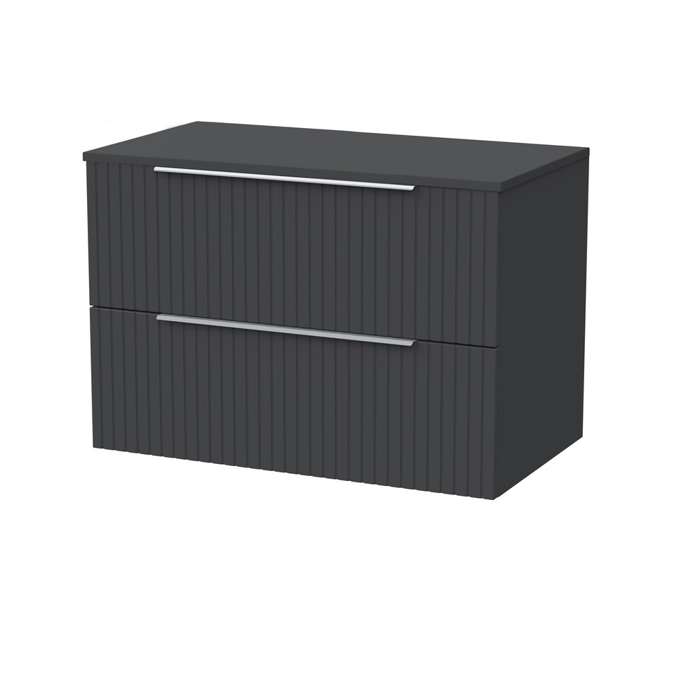 image 1 of Callingwood Contemporary Wall Hung 2 Drawer Vanity Unit with Laminate Worktop , 800mm, Dark Grey