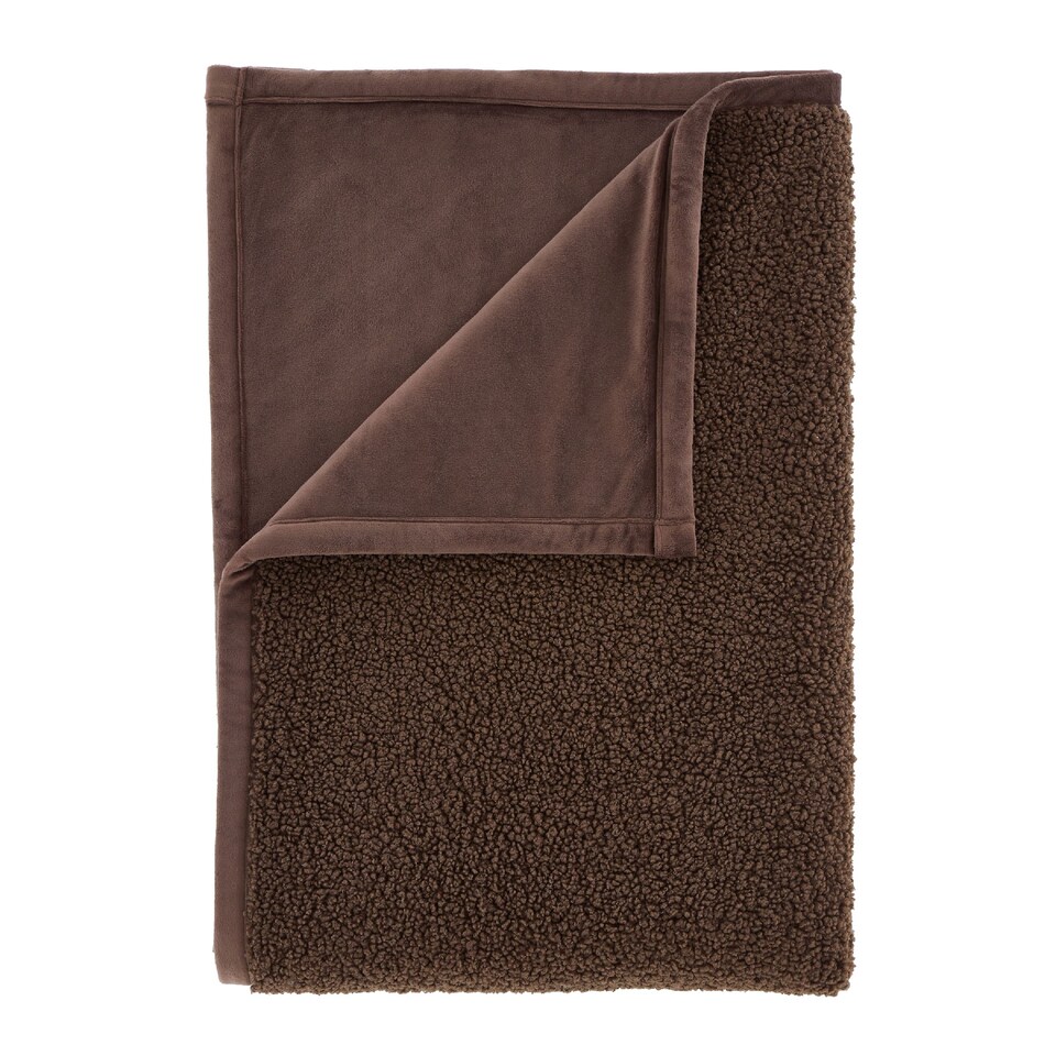 image 1 of Catherine Lansfield So Soft Velvet Boucle Blanket Throw | Brown | Chocolate