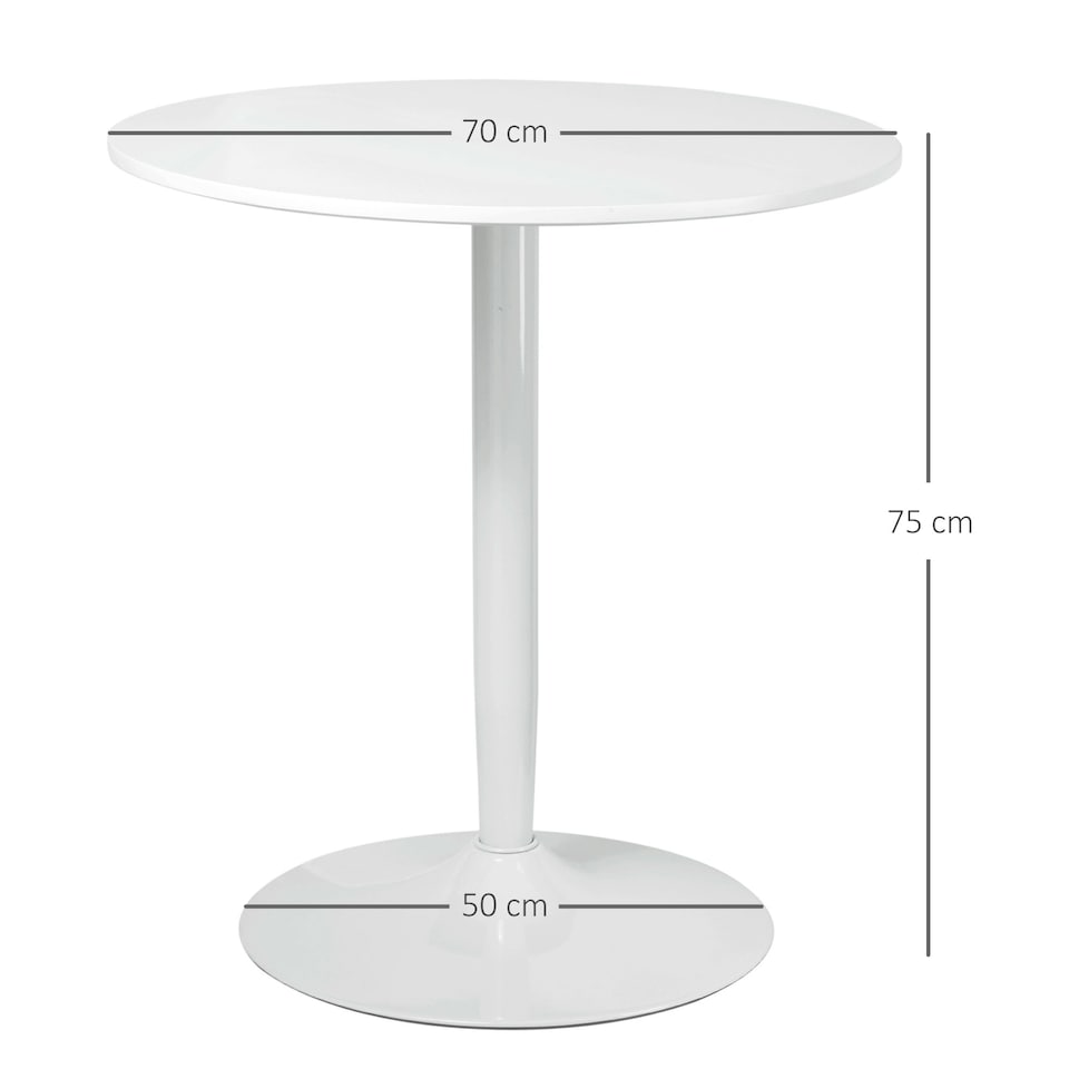 image 1 of HOMCOM Round Dining Table with Steel Base, Non-slip Pad White