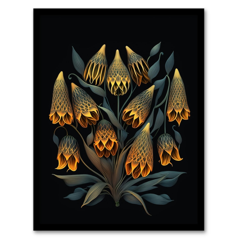image 1 of Fantasy Flower Ernst Haeckel Style Black Framed Wall Art Print A4